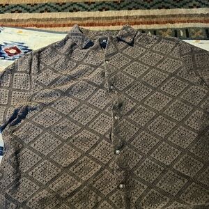 Men’s Brown Crochet-Look Shirt